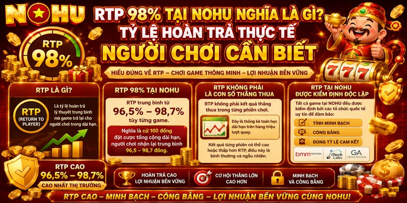 RTP 98% Tại NOHU Nghĩa Là Gì? Tỷ Lệ Hoàn Trả Thực Tế Người Chơi Cần Biết